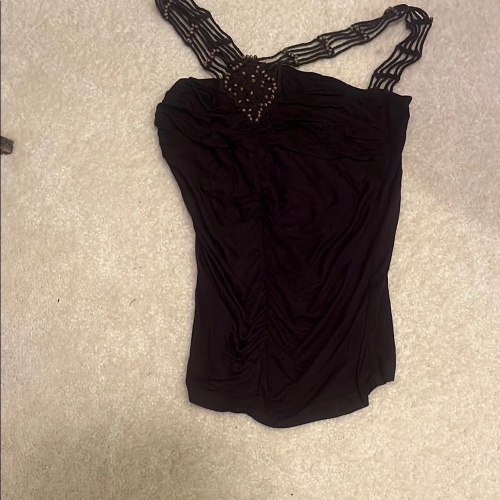 U-Knit Dresses Black Asymmetrical Embellished Tank Top
